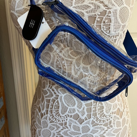 Clear/ Transparent Belt Bag/ Waist Bag- Blue Accents - Picture 4 of 12